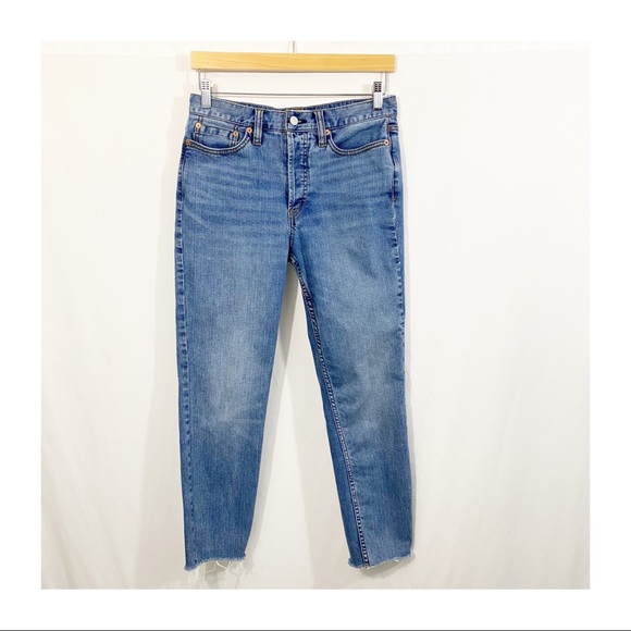 Free People High Rise Straight Crop Fray Leg Denim Jeans - Picture 2 of 11